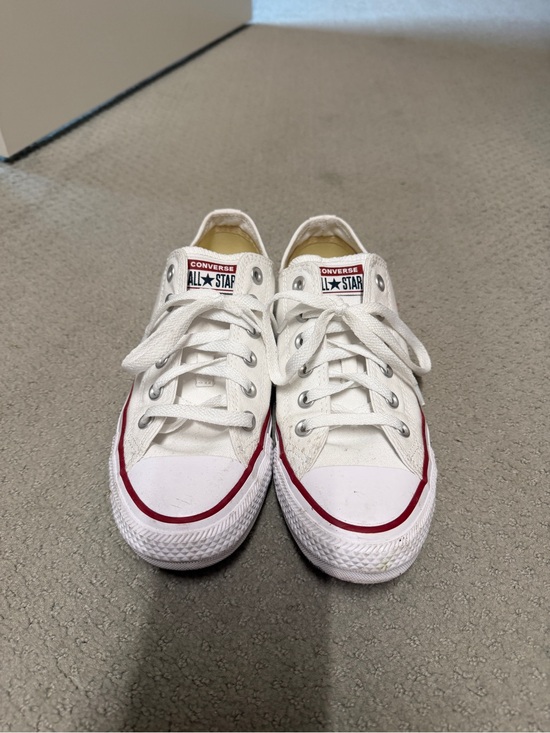 Converse Shoes - Converse White Low Top Sneakers with Red Trim
